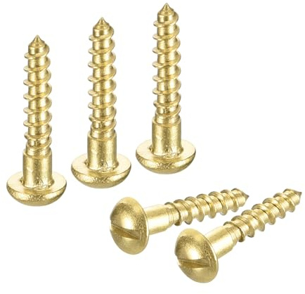 QUARKZMAN Holzschrauben M2 x 10mm Schlitz Rundkopf Messing Selbstschneidende Schraube Holzarbeitsschraube 60 Stück