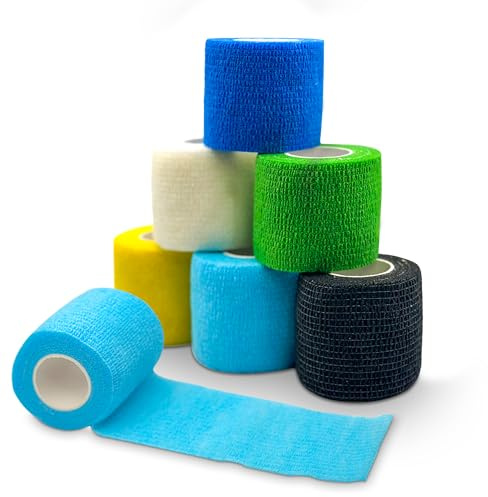 Petsation - 6 Selbstklebende Bandagen für Tiere [Das Original] Verbände für Hunde, Katzen, Pferde und Menschen Verband elastische Binde Handgelenk Bandage Pflaster (Farbig)
