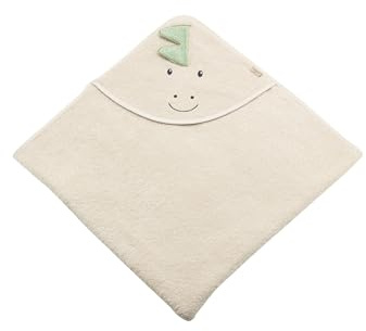 Sterntaler Kapuzenbadetuch 100x100 cm Dino Rexi - Badetuch mit dreidimensionaler Applikation auf der Kapuze - Babybadetuch mit Kapuze aus saugfähiger Baumwolle, beige