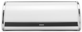 Brabantia Rollbrotkasten - Große Aufbewahrungsbox für Brot, Bagels, Brötchen auf der Arbeitsplatte - Platzsparendes Küchendesign mit flachem Deckel, Langlebiger Stahl - Weiß