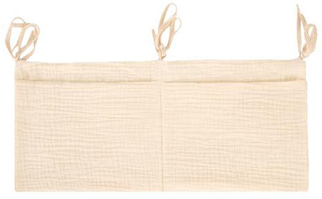 Babybett Organizer mit 2 Taschen, Hängend Betttasche, Babybett Zubehör, Babybett Aufbewahrungstasche für Windeln Spielzeug, Betthangtasche, Windelhülle für Babywagen (Beige)
