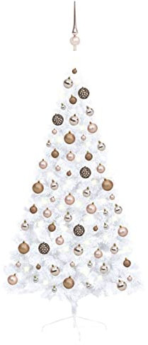 Xichuzi Künstlicher Halb-Weihnachtsbaum Beleuchtung Kugeln Weiß 150 cm, Tannenbaum Künstlich, Christmas Tree, Tannenbaum Deko, Weihnachtsbäume, Christbaum - 3077569