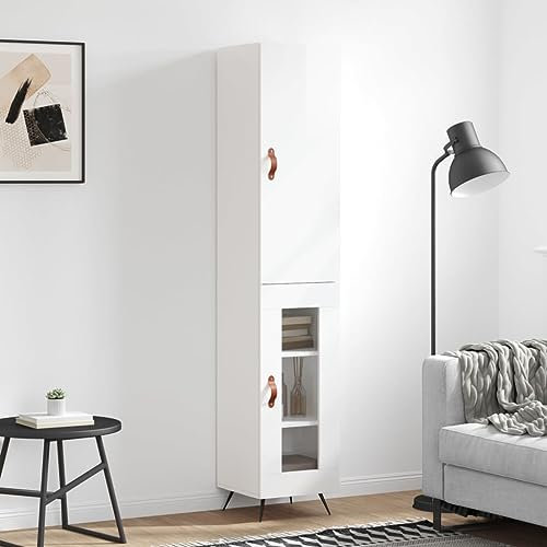 Willood Highboard Hochglanz-Weiß 34,5x34x180 cm Holzwerkstoff