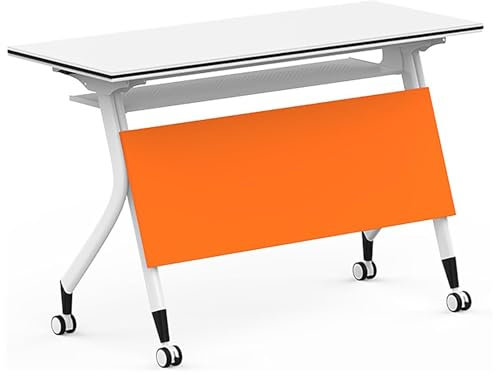Konferenztisch, zusammenklappbar, mit Metallgestell und Beinen, modern, Orange, Seminartisch, 160 x 50,8 x 76,2 cm