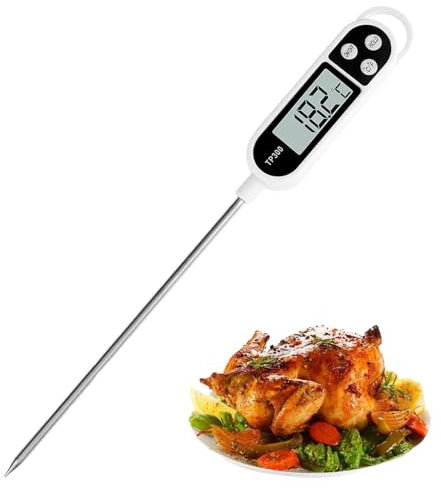MVCUASF Digital Food Thermometer Instant Read with Large LCD Screen Auto Off Long Probe Thermometer ℉/℃ Button for Kitchen Cooking, BBQ, Sugar, Milk, Water