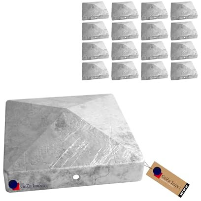 GeZu Impex Capuchon de poteau Galvanisé à chaud Lot de 12 101 x 101 mm chapeau poteaux capuchons protection bois