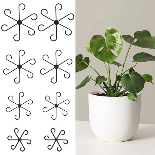 Adiwo 8PCS Plant Stem Support, Stem Holders for Plants, Climbing Houseplant Support Stakes, Plastic Climbing Plant Support Plant Trellis, Garden Fixing Clips for Monstera Hydrangea Orchid Black