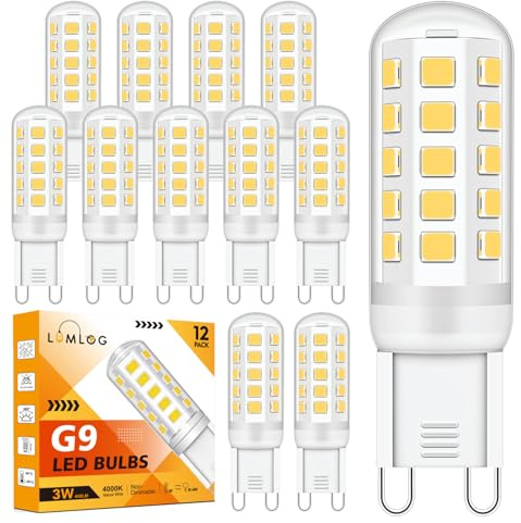 G9 Led Bulbs, 3W Natural White Light Bulbs, Equivalent to 30-40W Halogen, 400Lm, 4000 Kelvin 220-240V No Flicker Non-Dimmable Energy Savingor Lighting Decor [Energy Class D] (Natural White, 12 Pack)