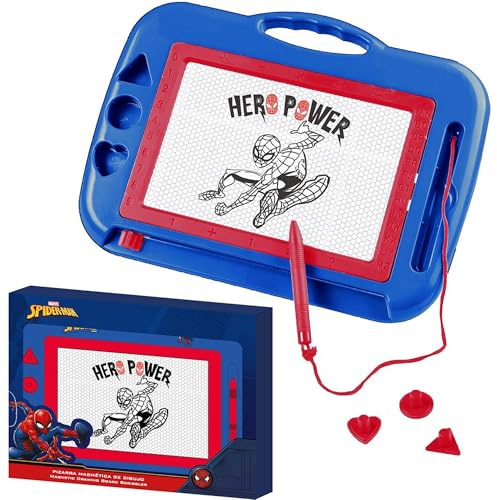 CERDÁ LIFE'S LITTLE MOMENTS Schreibwaren-Set mit Magnettafel, Spiderman – Schulset für Kinder mit löschbarer Tafel, Markern und Zubehör, ideal zum Zeichnen und Lernen mit Spidey