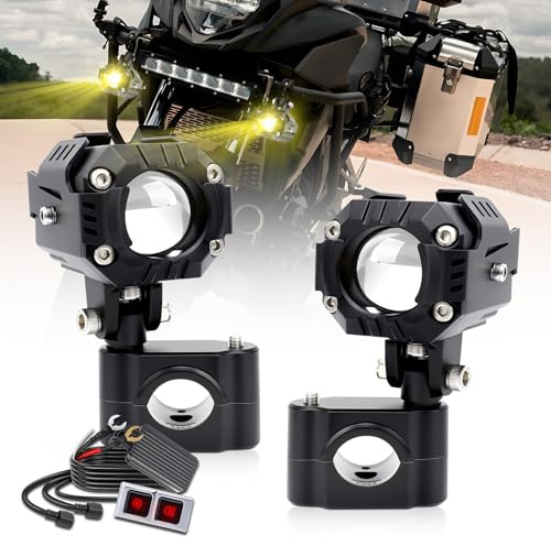 CO LIGHT Feux Additionnels Moto Anti-Brouillard LED 20000LM Gen 2 Phare Moto 7 Modes Stroboscopiques IP68 pour Conduite Nocturne Pluie Route Montagne Sécurité avec Kit Faisceau et Supports 18 à 32 mm