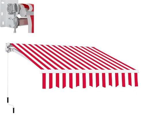 Gelenkarmmarkise mit Handkurbel, 5x1.5m,5x2m,5x2.5m,5x3m, Balkon Sonnen Markise, Alu Einziehbare Markise, Neigungswinkel Einstellbar, für Deck oder Fensterabdeckung