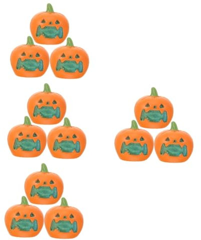 TOYANDONA Adornos De Calabaza Víspera De Todos Decorativo Mini Pequeña Miniatura Falso Calabaza Miniatura De Halloween Interior Condujo Fiesta Resina Naranja 3 Piezas X 4