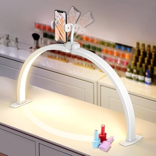 Adonafy Mezza Luna Lampada per Nghie: 23 Lampada da Tavolo per Unghie | Luce Unghie da Tavolo con Supporto con 3 Modalità Colore e 10 Livelli di Luminosità per Unghie(Diamante, Piccola)