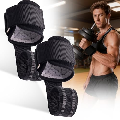 Fascette Sollevamento Pesi, Cinghie da Palestra per Sollevamento Pesi Imbottite, Straps Palestra per Uomo e Donna, Supporto per i Polsi, Accessori Bodybuilding, Nero