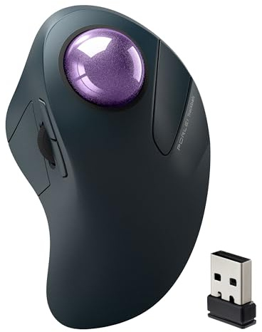 PORLEI Wireless Trackball Mouse for Large Hands, Ergonomic Index Finger Control, Rechargeable Bluetooth/USB Mouse with Precise Smooth Tracking, Multi-Device Connection for Windows & Mac, Purple