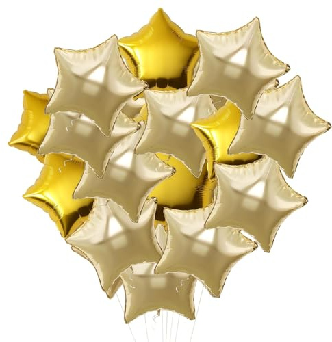 star balloons,15PCS Gold Star Foil Balloons - 18 Inch Metallic Gold Pentagram Balloons for Helium or Air, Reusable Party Decor for Birthday, Wedding, Graduation,Christmas & Holiday Decorations