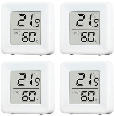 4 piezas termómetro higrómetro interior mini termómetro digital de alta precisión monitor interior -10°C a 70°C humedad temperatura para habitación de bebé, salón, invernadero, oficina, vestuario
