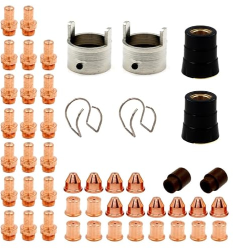 WIIYENA Plasmabrenner Verbrauchsmaterialien Kit für Eastwood Versa Cut 60A Plasmaschneider, für CB70, inklusive Elektroden, Düsen, Wirbelringe, Abdeckungen, Halter und Federführung, 48 Stück