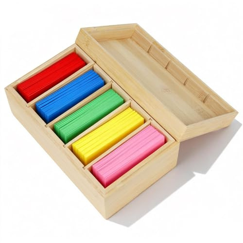 Scatola per Schede in Legno, Porta Carte in Legno per Indice Scatola per Schede di Apprendimento con Coperchio, per Flashcards, Biglietti da Visita, Note e Carte da Collezione (22,2 X 12,8 X 9 Cm)