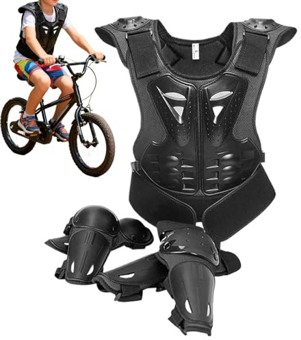 Conjunto de Armadura para Moto de Cross para niños: Protector de Pecho, Rodilleras Resistentes a Impactos | Equipo de equitación de Seguridad Ligero para niños y niñas, esquí, Patinaje, monopatín,