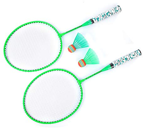 Generic Fluorescerande Badmintonracket för Barn med 2 Bollar för Utomhussportspel Barn Pojkar Flickleksak Ideal Pedagogisk Leksak för Hand-öga-koordination Förbättra Relationen Föräldrar