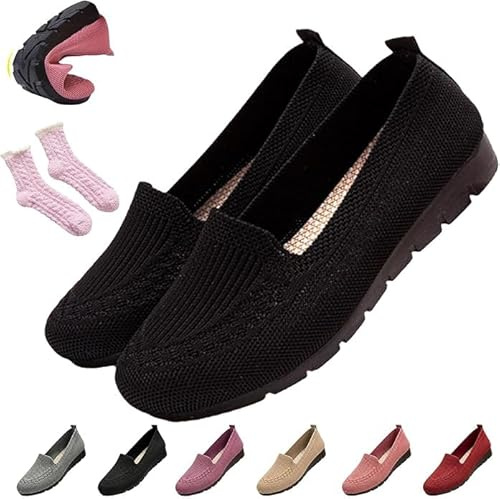 Zapatillas Verano Zapatillas Verano Mujer Ligeras Ortopedicas Zapatos sin Cordones Antideslizantes Zapato Calzado Fascitis Plantar Caminar Transpirables Sapatos Comodos Deportivas Negro