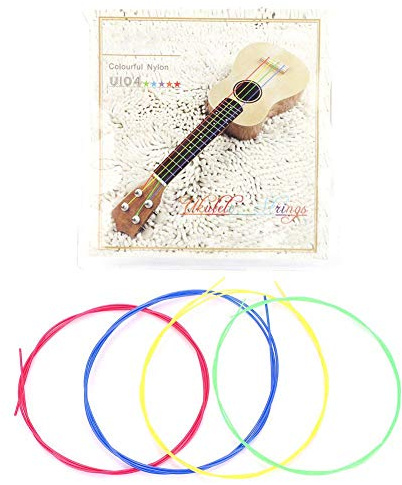 Baxnore Set di 4 corde di ricambio per ukulele in nylon colorato con rivestimento resistente, corde A1st E2nd C3rd G4th per un suono fluido e un tono chiaro, regalo per suonatori d