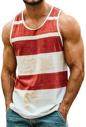 Generico Canottiera Uomo Palestra Estiva Canotta Sportiva Uomo Canottiere Estiva T-Shirt Casual Spalla Larga Maglia Leggero Tank Top Senza Maniche Per Running Beach Spiaggia