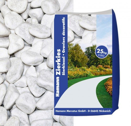 Hamann Marmorkies Carrara 25-40 mm 25 kg Dekorative Gartengestaltung, Wege, Einfahrten, Beet, Kiesgitter, Garten,