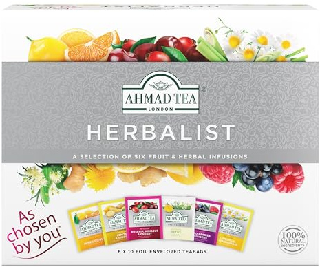 Ammad Tea Herbal Tea, Herbalist Variety Gift Box, 60 Foil Teabags - Decaffeinated & Sugar-Free