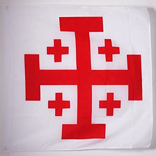 AZ FLAG Flagge Kreuz Orden vom Heiligen Grab zu Jerusalem 90x90 cm Hohlsaum | Für innen und außen OSSH dekorative Flagge doppelte Nähte und verstärkte Kanten mit Masttunnel 100D Polyester