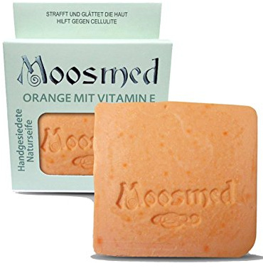 Moosmed Orange Seife 100g, medizinische Naturseife, handgesiedet, vegan | Stückseife mit Orangenöl und Sonnenblumenöl für milde, schonende Pflege, ideal für empfindliche Haut