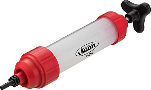 VIGOR Vakuumpumpe, V4369, 5-teilig, Dieselkraftstoffe, Bremsflüssigkeit | 658 g, 5-teilig, Ansaugen und Umfüllen von Kraftstoffen, Ölen und anderen Flüssigkeiten, Fassungsvermögen: 350 ml, Benzin