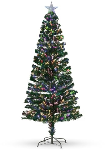FB FunkyBuys (5FT) Fibre Optic Christmas Tree - Xmas Trees | Multicolour Pop Up Christmas Tree for Indoor and Outdoor Holiday Décor - Christmas Decorations