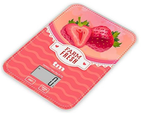 TM Electron TMPBS027 - Bilancia da cucina digitale, ultra sottile, con motivo fragole, vintage, ideale per pasticceria e alimenti