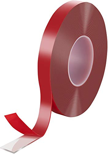 POPPSTAR Ruban adhésif double face acrylique transparent extra fort (10 m x 19 mm x 2 mm), Accroche tableau sans percer et repositionnable