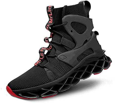 Hello MrLin Herren Laufschuhe Slip On Athletic Schuhe Blade Socken Sneaker Hip Hop Tennis Mode, Schwarz, 46 EU