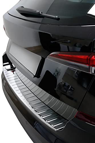 Protection de seuil de chargement en acier inoxydable chromé compatible avec Skoda Kamiq - À partir de 2019 - Avec rebord - Qualité supérieure RECAMBO