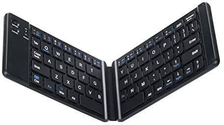 Goshyda Teclado Plegable, Inalámbrico BT3.0 Escritura Rápida Silencioso 120mAh Portátil Tamaño Compacto Mini Teclado de Viaje, para Tableta, Computadora Portátil Y Teléfono Inteligente(Negro)