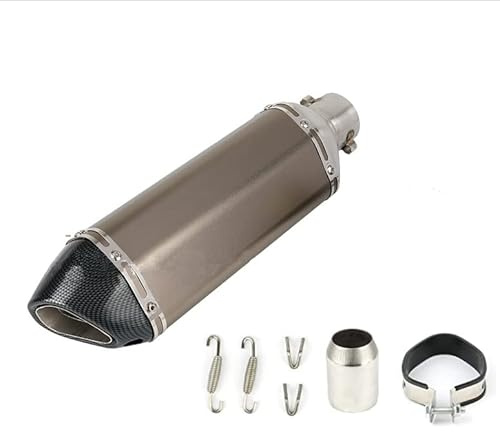 Tubo de escape silenciador de moto de 31 cm, universal con interfaz de 38 – 51 mm para moto de cross y carretera, Scooter, Quad