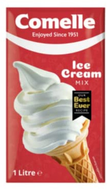 Comelle Ice Cream Mix 1 Litre – Case of 12 | Smooth & Creamy Texture for Ice Cream Machines | Catering & Food Service Bulk Pack