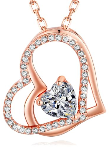 MISUMOR Halskette Damen Silber 925 Echt Gold Herz Kette Schmuck Damen Geschenke für Frauen, Freundin, Mama, Frau Geburtstag Valentinstag Muttertag Jahrestag, Hochzeitstag, Weihnachten