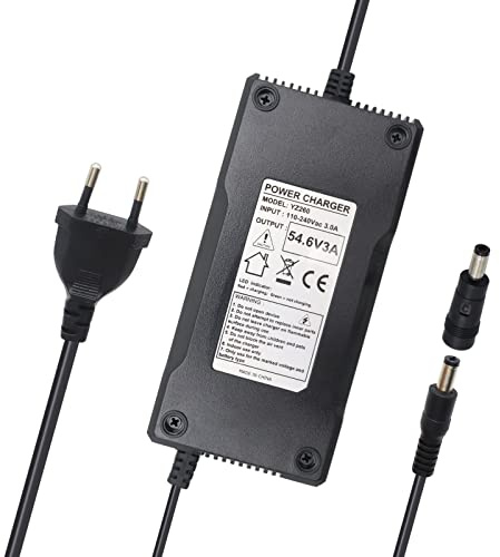 xiixtoo 54,6V 3A Netzteil Ladegerät Ladekabel für 13S 48V Lithium Batterie Akkus 5,5mm x 2,1mm Rundstecker mit 5,5mm x 2,5mm