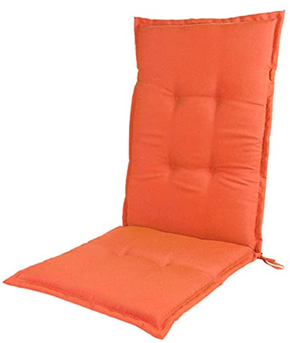 Gartenstuhlauflagen Hochlehner Auflagen, 120X50cm Gartenstuhl Auflage, Sitzauflagen Gartenmöbel Hochlehner UV-Beständig, Halteband & Kordeln, Stuhlkissen Für Gartenstühle Und Klappstühle,Orange,1 Pack