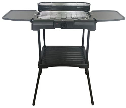 ARDES - ARBBQ02 Barbecue Électrique Sans Fumée, BBQ Double Gril Électrique Portable XXL avec Protection Anti-projections et Pare-vent, Tablettes et Chevalet, Barbecue d’Intérieur-Extérieur