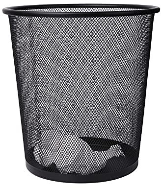 Papierkorb aus Metallgitter, runder Mülleimer, Recyclingbehälter, Bürobedarf, schwarz