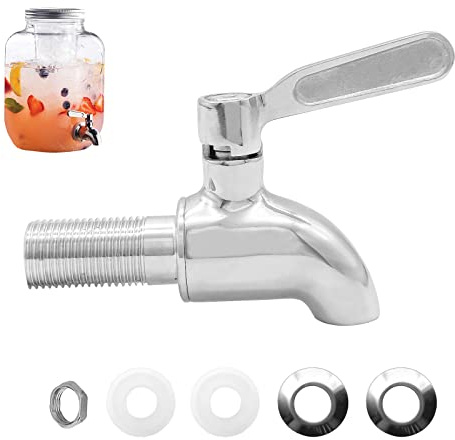 304 Edelstahl Wasserspender Ersatzzapfen, 16mm Getränkespender Zapfhahn für Bierfass Glas Container Saft Trinkbrunnen