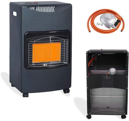 LARGE 4.2KW CALOR GAS PORTABLE CABINET HEATER FIRE BUTANE WITH REGULATOR & HOSE, Onecolor