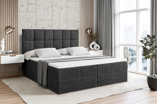 ALTDECOR Boxspringbett mit H4-Matratze RICAR - 120x200 - Schwarz