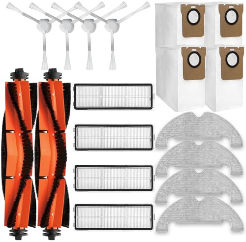 Kit Accessoires Pièces d'rechange pour Dreame D10 Plus RLS3D, Z10 Pro, L10 Plus Robots aspirateurs, 2 Brosses Principales, 4 brosses latérales, 4 filtres, 4 lingette Serpillière, 4 sacs d'aspirateur.
